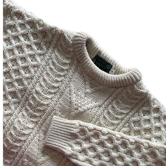 Irish Piper Pure New Wool Aran Fisherman Sweater Medium Made in U.K. - Picture 1 of 7